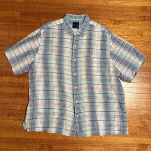 Tommy‎ Bahama Mens 2XB Linen Plaid Short Sleeve Button Up Shirt Beach Vacation